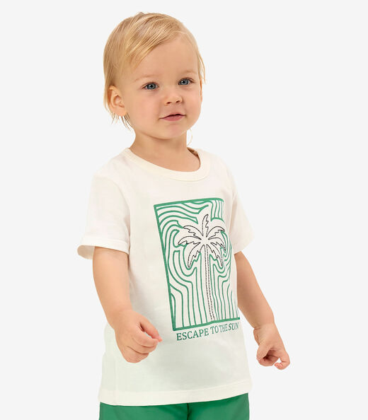 Conjunto Camiseta Com Bermuda Infantil Rovi Kids Bege