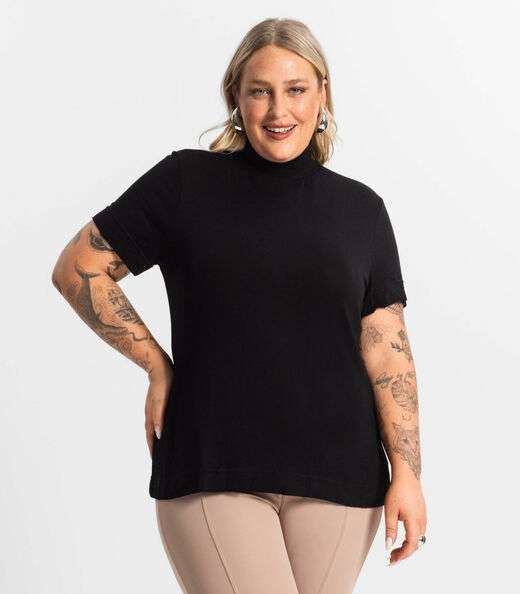 Image_Blusa Gola Alta Feminina Plus Size Secret Glam Preto