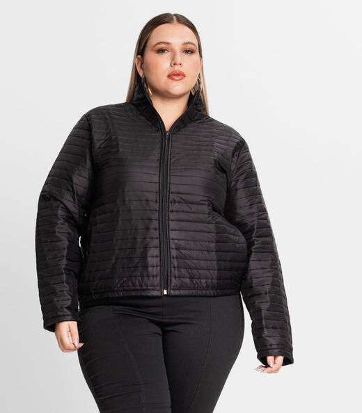 Jaqueta Feminina Plus Size Microfibra Secret Glam Preto