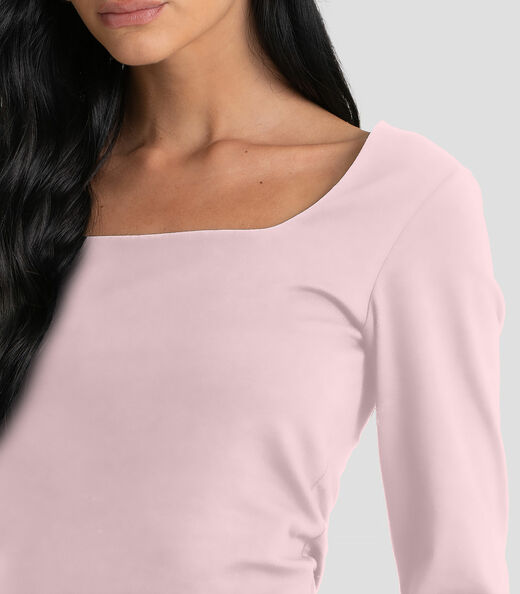 Blusa Feminino Cotton Manga Longa Dianna Rosa