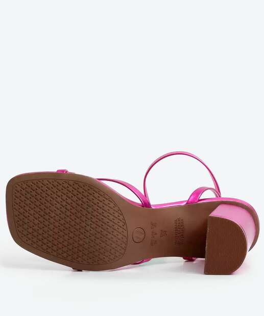 Sandália Salto Grosso Feminina Metalizada Via Uno 