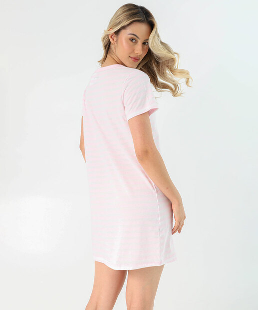 Camisola Estampa Stitch Listrada Disney Rosa