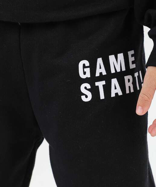 Calça Infantil Jogger Moletom Marisa Tam 4 a 10 Preto