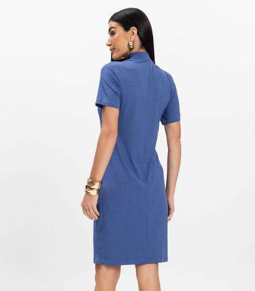 Vestido Curto de Ribana Feminino Rovitex Azul