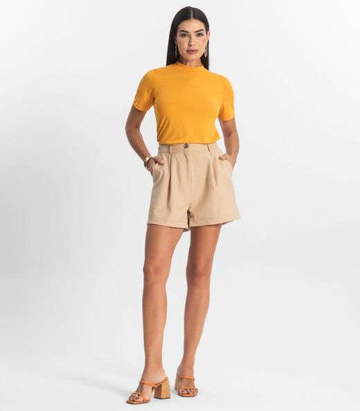 Blusa Feminina Básica em Malha Visco Rovitex Amarelo