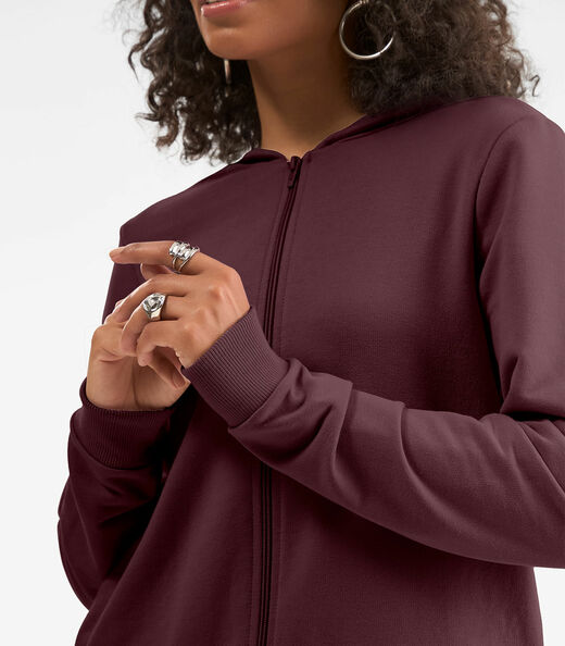 Jaqueta Peluciada com Capuz em Moletom Rovitex Vermelho