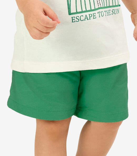Conjunto Camiseta Com Bermuda Infantil Rovi Kids Bege
