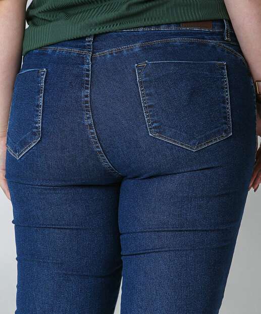 Calça Plus Size Feminina Jeans Skinny Push Up Sawary Azul