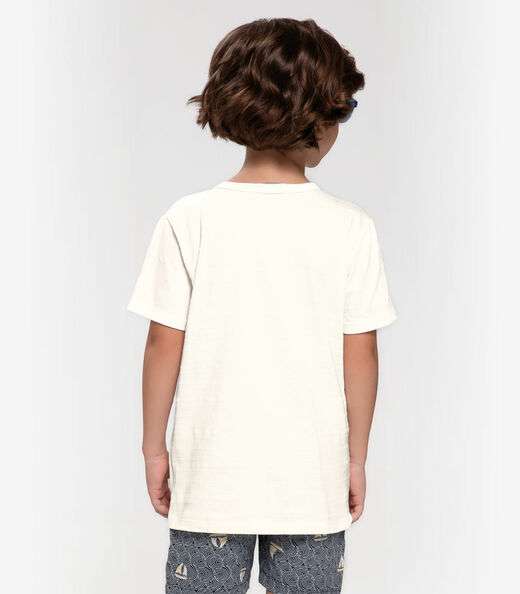 Camiseta Infantil Masculina  Meia Malha Trick Nick Bege
