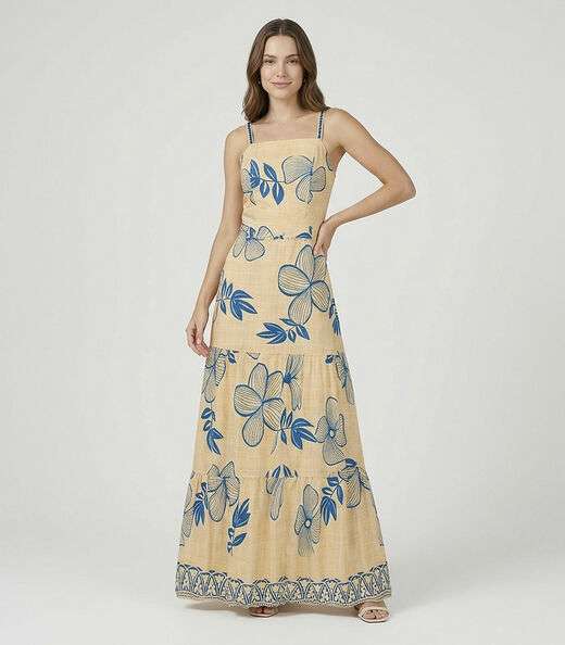 Image_Vestido Longo Feminino Lastex Estampado Select Azul