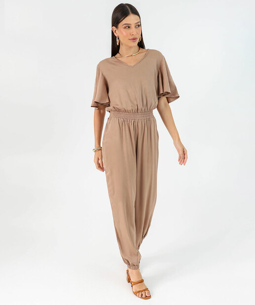 Image_Macacão Feminino Jogger Manga Curta Marisa Marrom