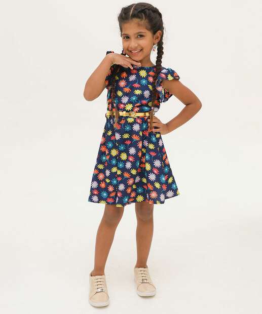 Image_Vestido Infantil Estampa Flores Babado Marisa Tam 4 a 10