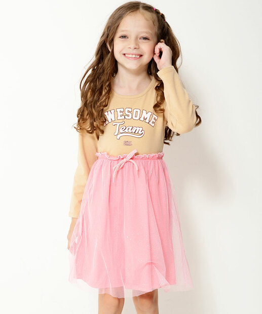 Vestido Infantil Manga Longa Tule Tam 4 a 10