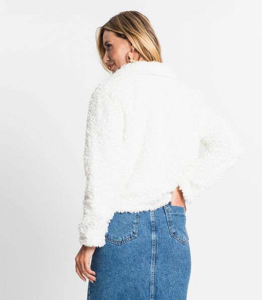 Casaco Teddy Alpaca Feminino Endless Off White