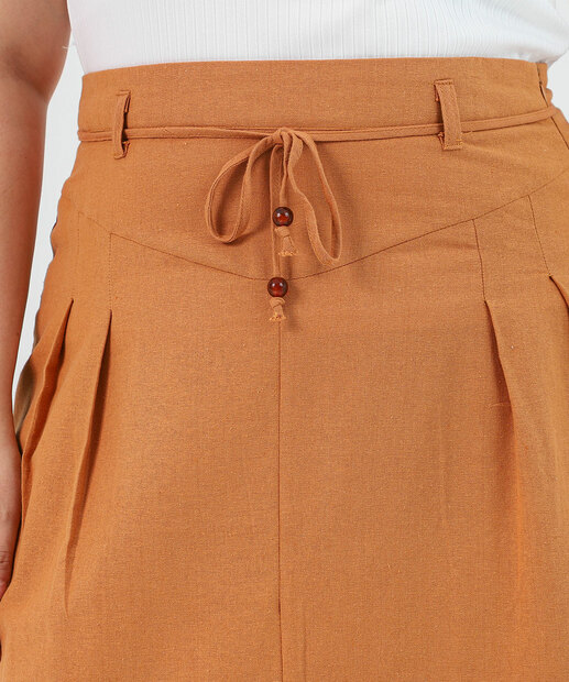 Saia Midi Feminina Transpassada Plus Size Marisa Bege