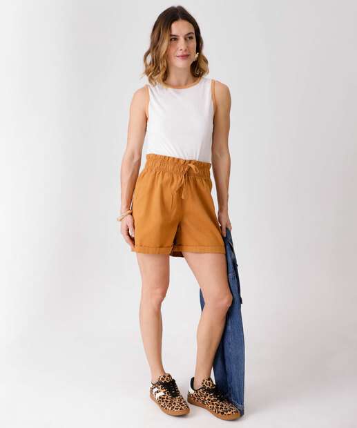 Short Feminino Sarja Clochard Marisa Marrom