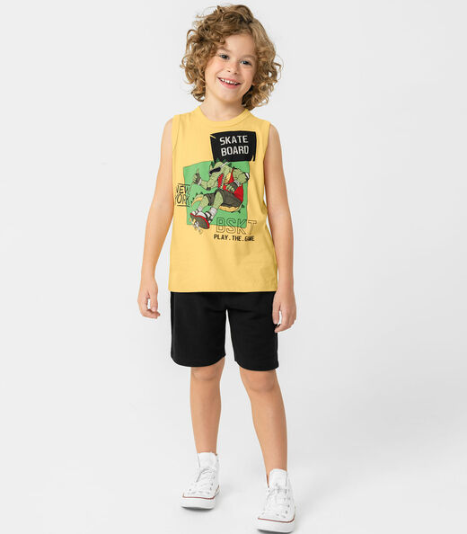 Conjunto Infantil Masculino Skate Rovitex Amarelo
