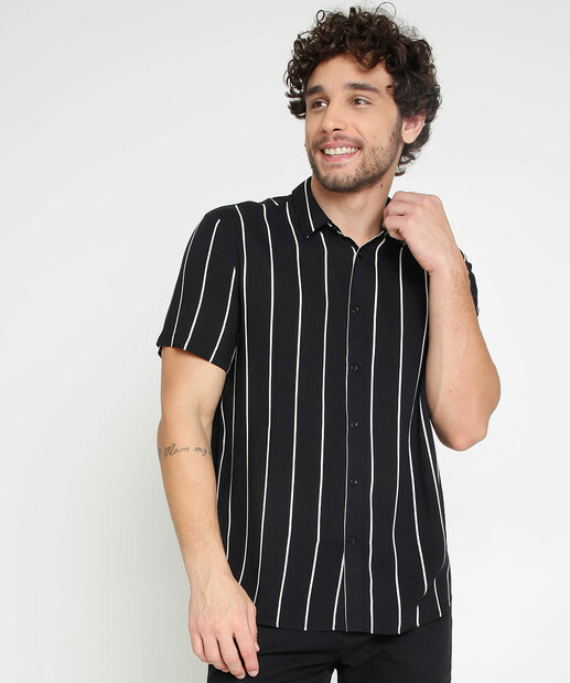 Camisa Masculina Listrada Manga Curta MR