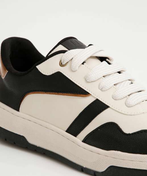 Tênis Casual Feminino Recorte Moleca Off White