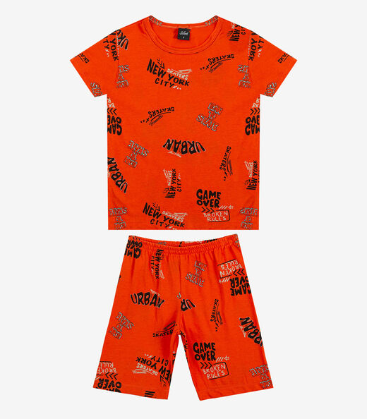 Pijama Infantil Camiseta e Bermuda Select Laranja