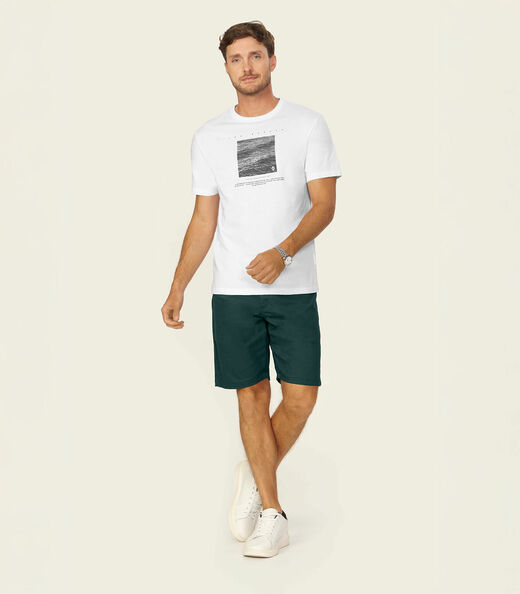 Camiseta Masculina Meia Malha Com Estampa Diametro Branco