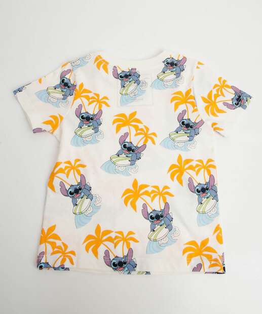 Conjunto Infantil Manga Curta Stitch Disney Tam 1 a 3