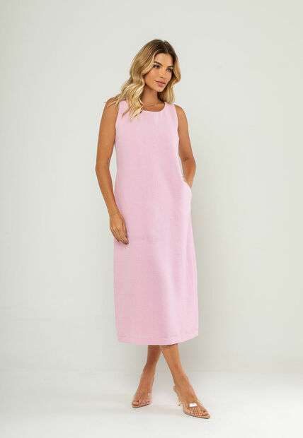 Vestido Midi Regata E Recorte Posterior Rosa Salvatore