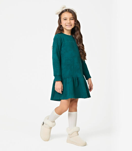 Vestido Manga Longa Feminino Trick Nick Verde