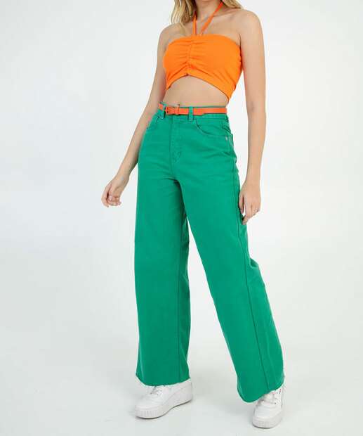 Blusa Cropped Feminina Franzida Amarração Marisa