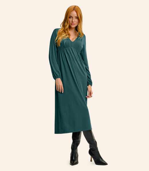 Vestido Feminino Midi Manga Bufante Endless Verde