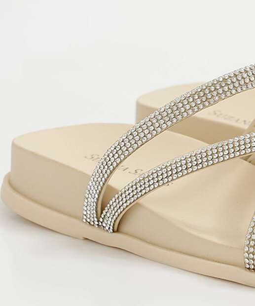 Rasteirinha Feminina Tiras Strass 