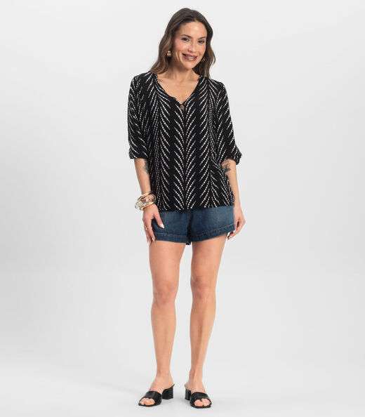 Blusa Manga Curta Infinita Cor Preto