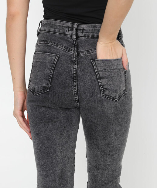 Calça Jeans Skinny Strass Feminina Preto