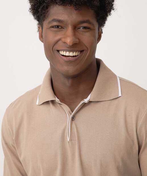 Polo Masculina Mescla Manga Curta Marisa Bege