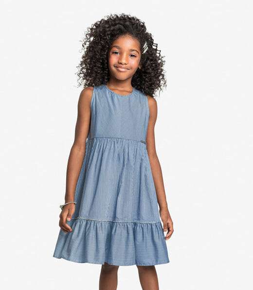 Vestido Infantil Com Listras Trick Nick Azul