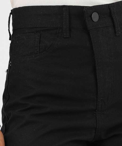 Short Feminino Cintura Alta Uber Jeans Preto