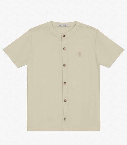 Camisa Menino em Viscose Sarjada Trick Nick Bege
