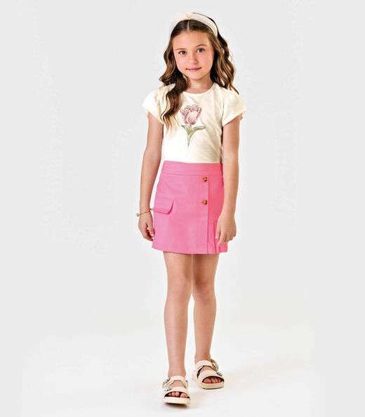 Conjunto Blusa Com Shorts Saia Trick Nick Bege
