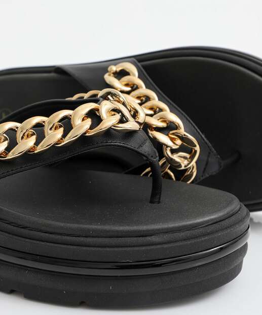 Tamanco Feminino Flatform Corrente Bebecê Preto