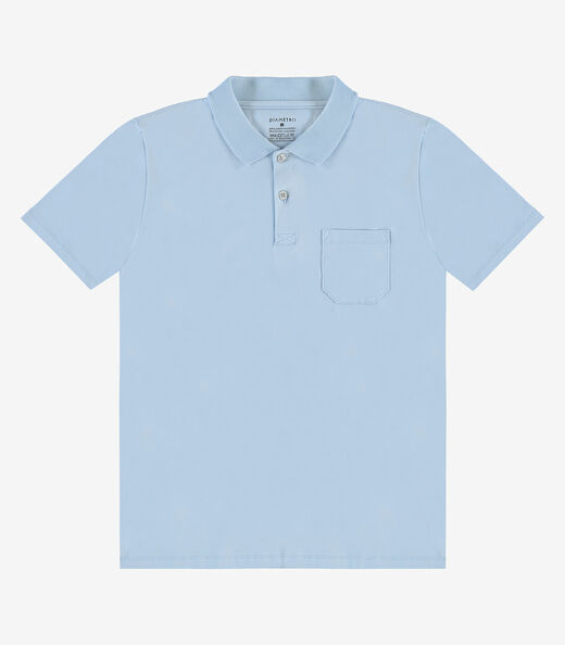 Polo Masculina Com Bolso Cotton Leve Diametro Azul