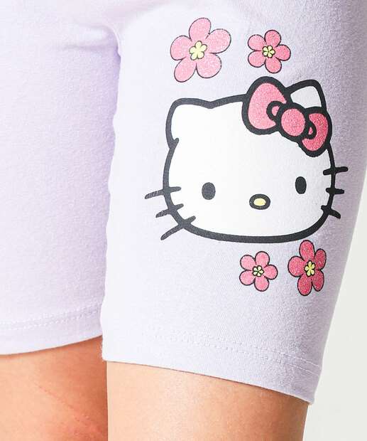 Bermuda Infantil Ciclista Hello Kitty a 10 Lilás