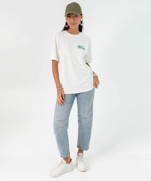 Camiseta Feminina Oversized Estampada Marisa Off White