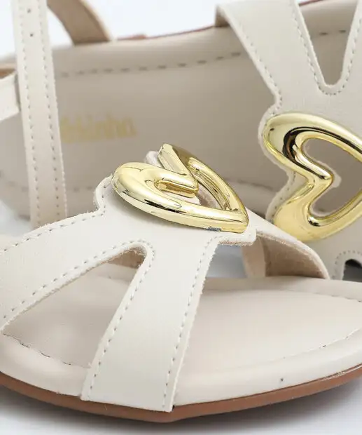 Sandália Infantil Coração Molekinha Off White