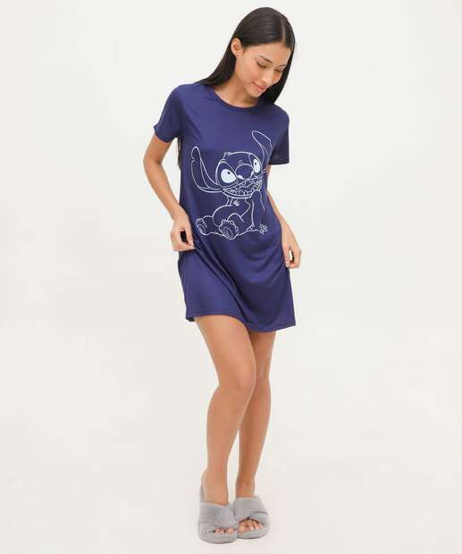 Camisola Estampa Stitch Manga Curta Disney