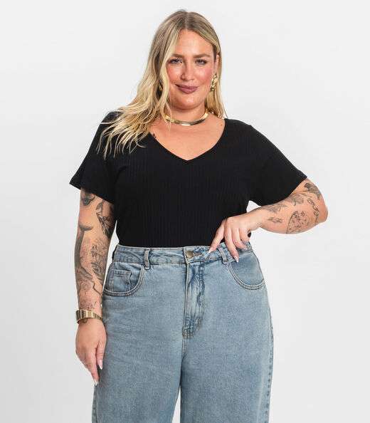 Image_Blusa Feminina Plus Size da Infinita Cor Preto