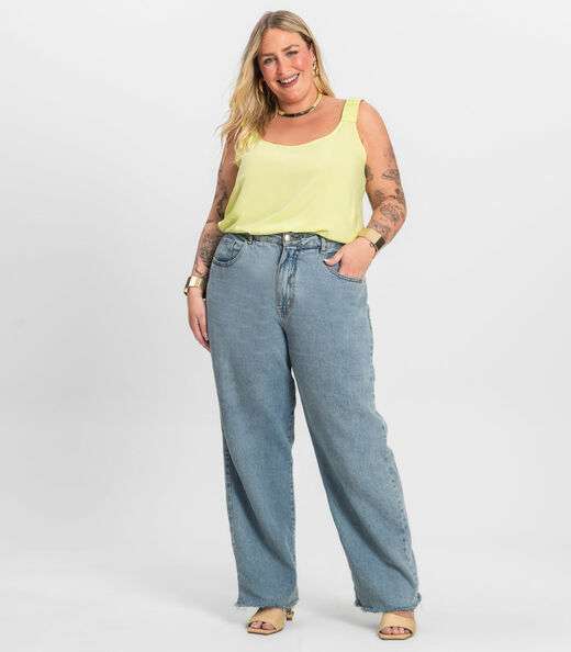 Regata Feminina Plus Size Infinita Cor Amarelo