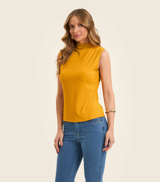 Blusa em Ribana Canelada Rovitex Amarelo