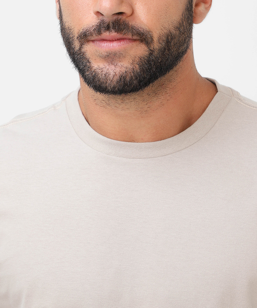 Camiseta Masculina Básica Manga Curta Marisa Bege