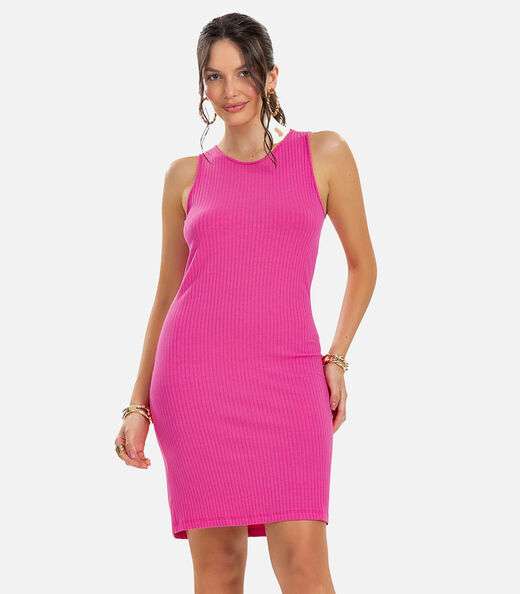 Image_Vestido Curto Em Ribana Canelada Rovitex Rosa