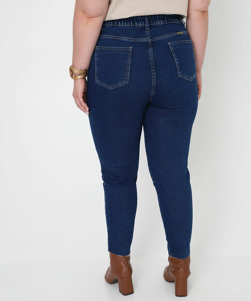 Calça Plus Size Feminina Mom Jeans Sawary Azul